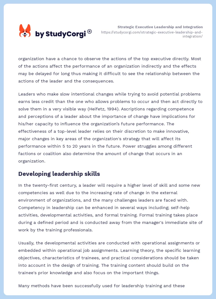 Strategic Executive Leadership and Integration. Page 2