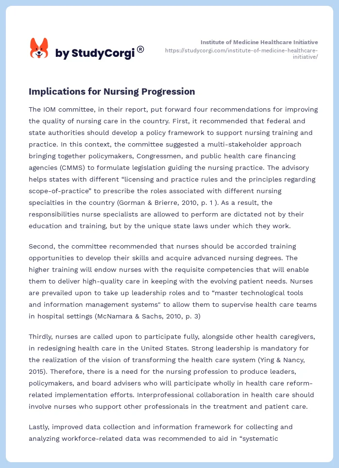 Institute of Medicine Healthcare Initiative. Page 2