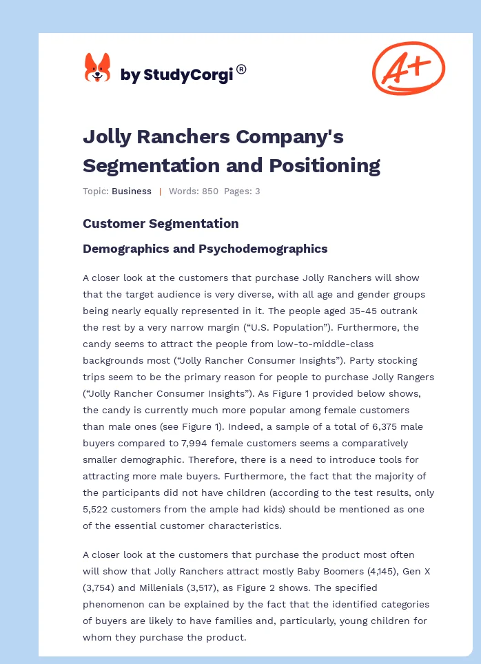 Jolly Ranchers Company's Segmentation and Positioning. Page 1