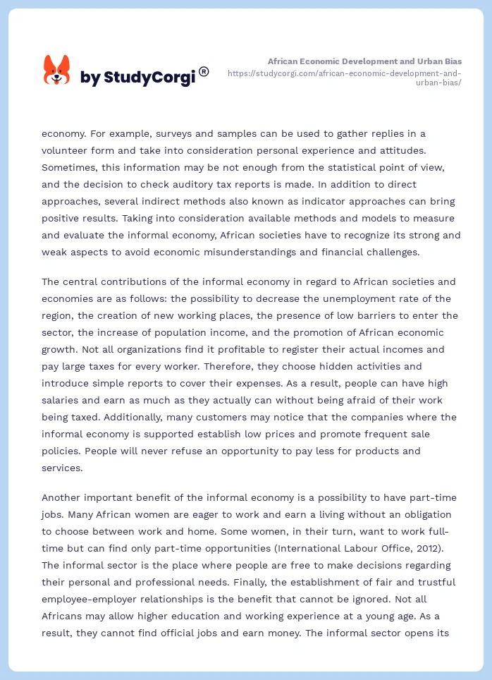 African Economic Development and Urban Bias. Page 2