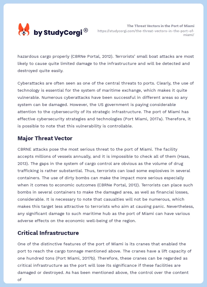 The Threat Vectors in the Port of Miami. Page 2