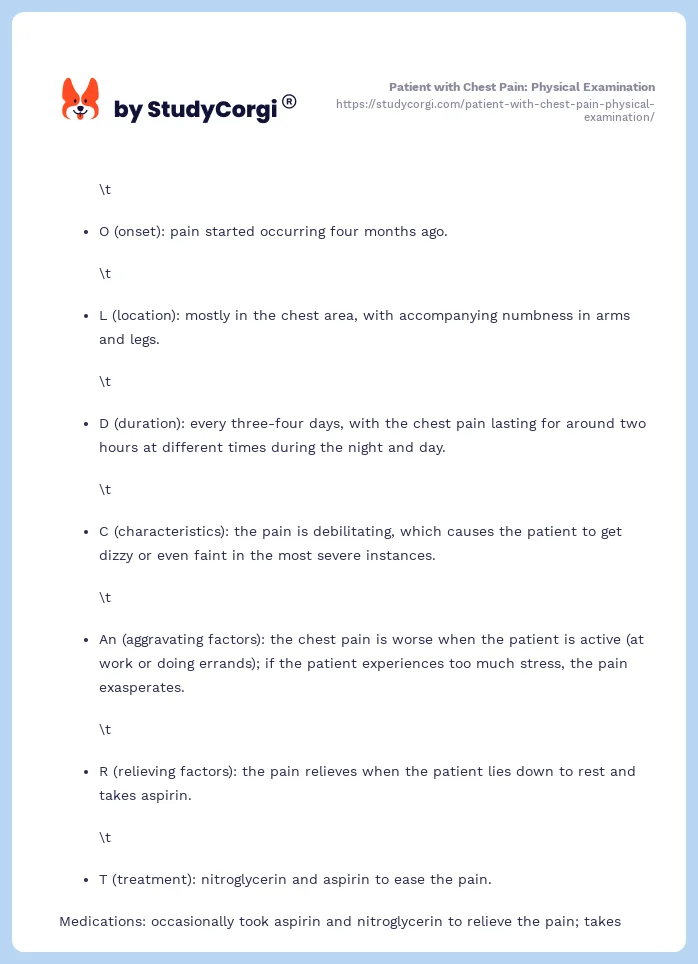 Patient with Chest Pain: Physical Examination. Page 2