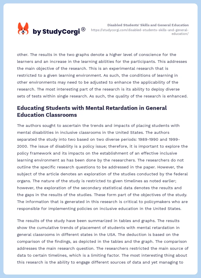 Disabled Students' Skills and General Education. Page 2
