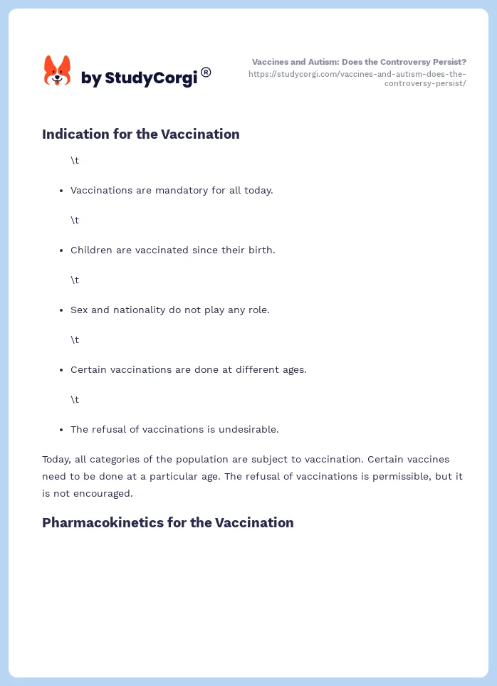 Vaccines and Autism: Does the Controversy Persist?. Page 2