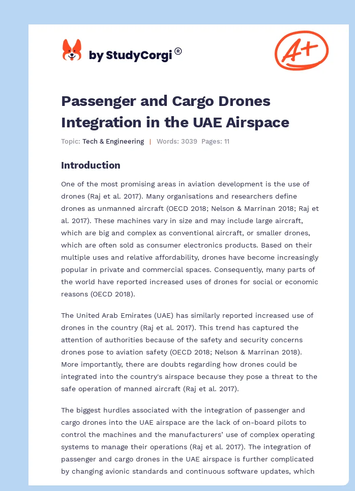 Passenger and Cargo Drones Integration in the UAE Airspace. Page 1