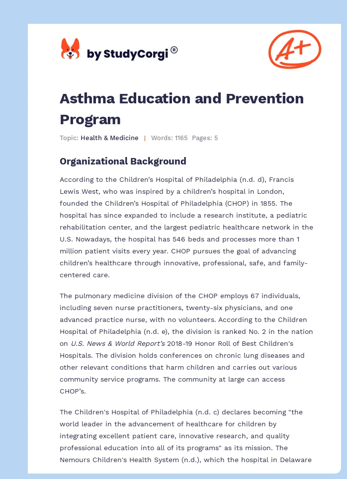 Asthma Education and Prevention Program. Page 1