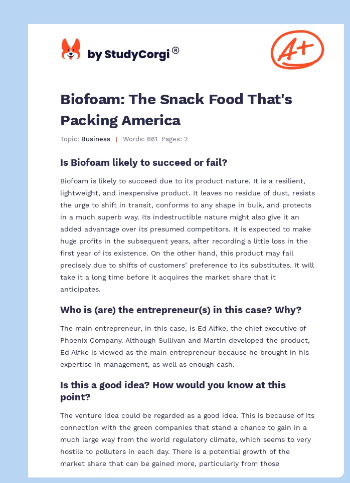 Biofoam: The Snack Food That's Packing America. Page 1