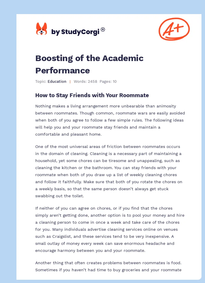Boosting of the Academic Performance. Page 1