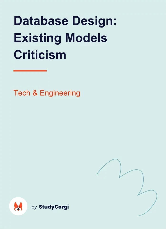 Database Design: Existing Models Criticism. Page 1