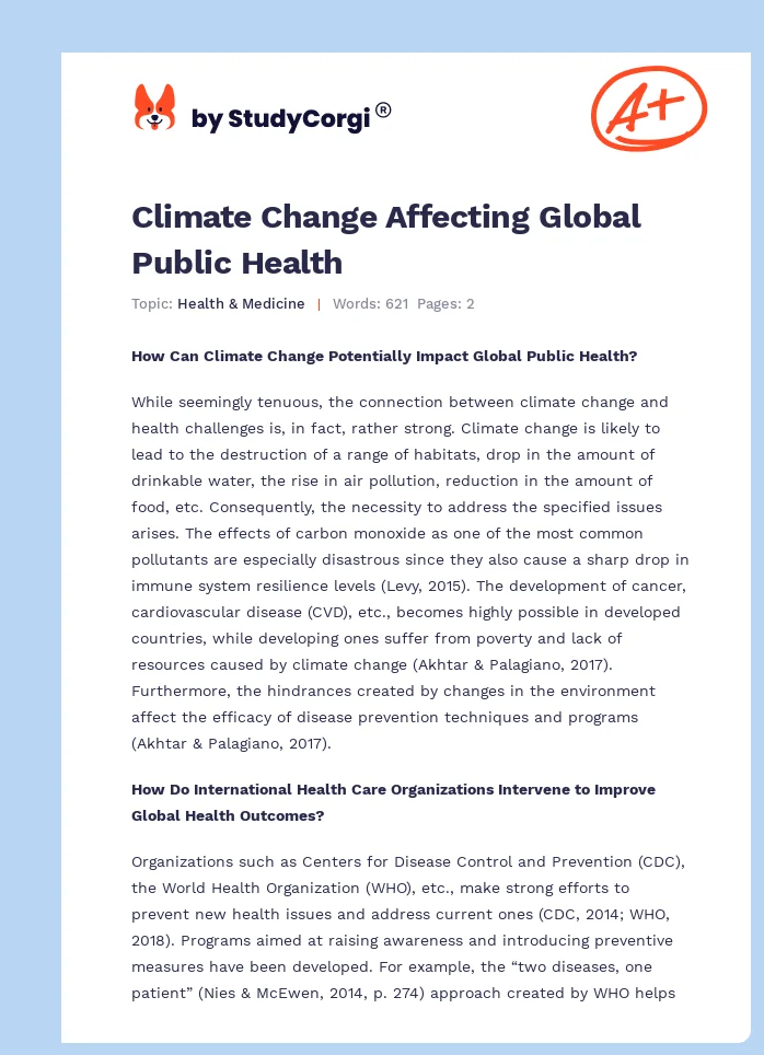 Climate Change Affecting Global Public Health. Page 1