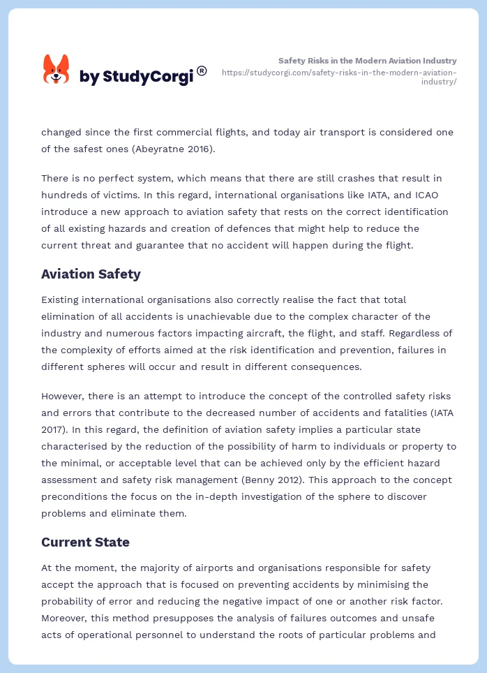 Safety Risks in the Modern Aviation Industry. Page 2