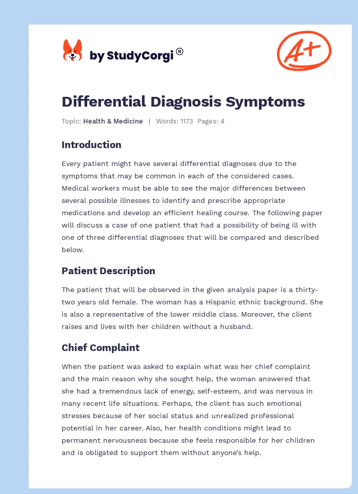 Differential Diagnosis Symptoms. Page 1