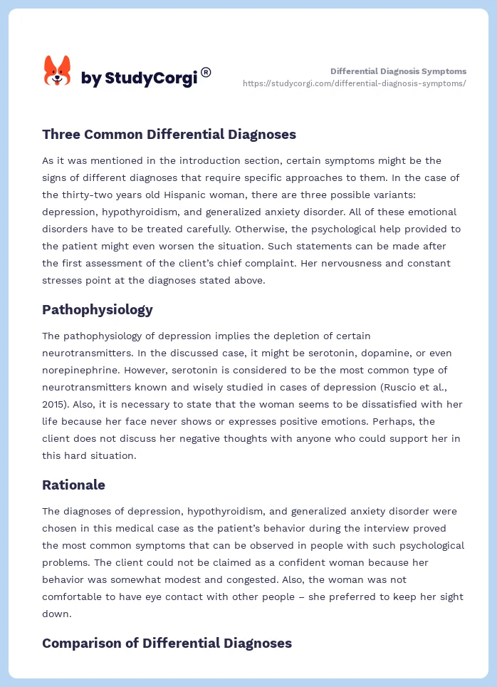 Differential Diagnosis Symptoms. Page 2