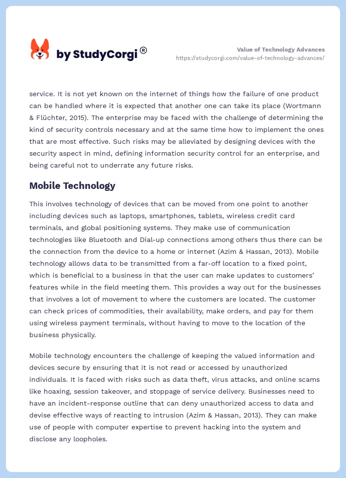 Value of Technology Advances. Page 2