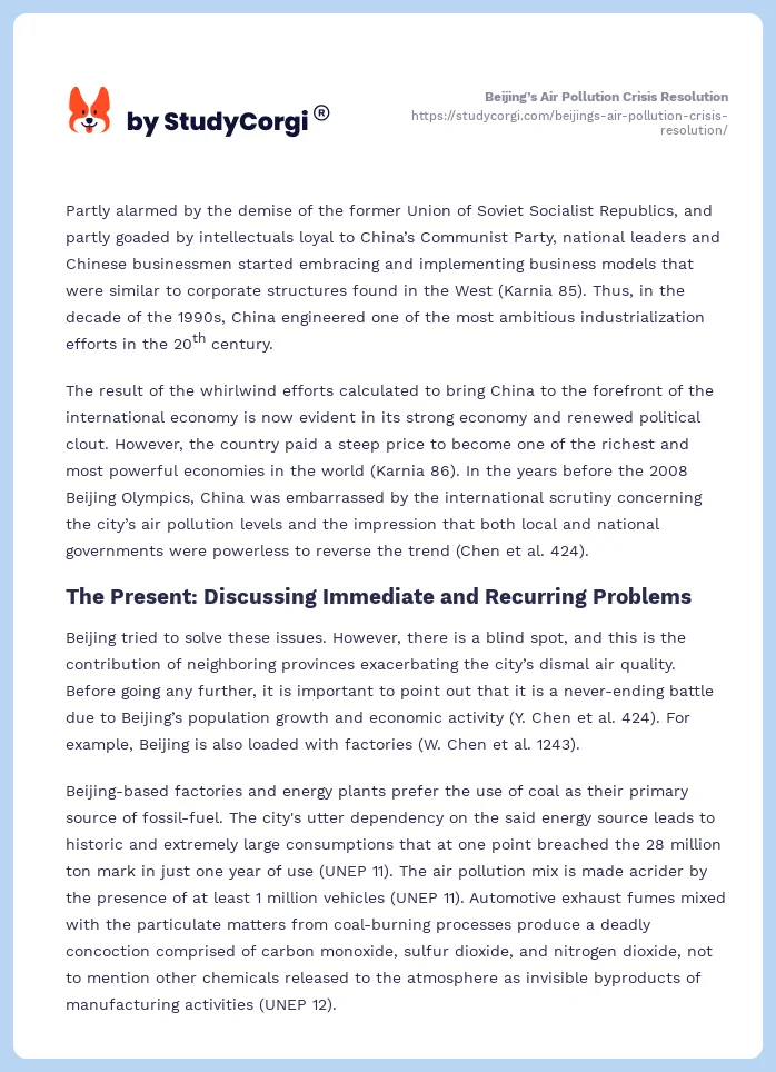 Beijing’s Air Pollution Crisis Resolution. Page 2