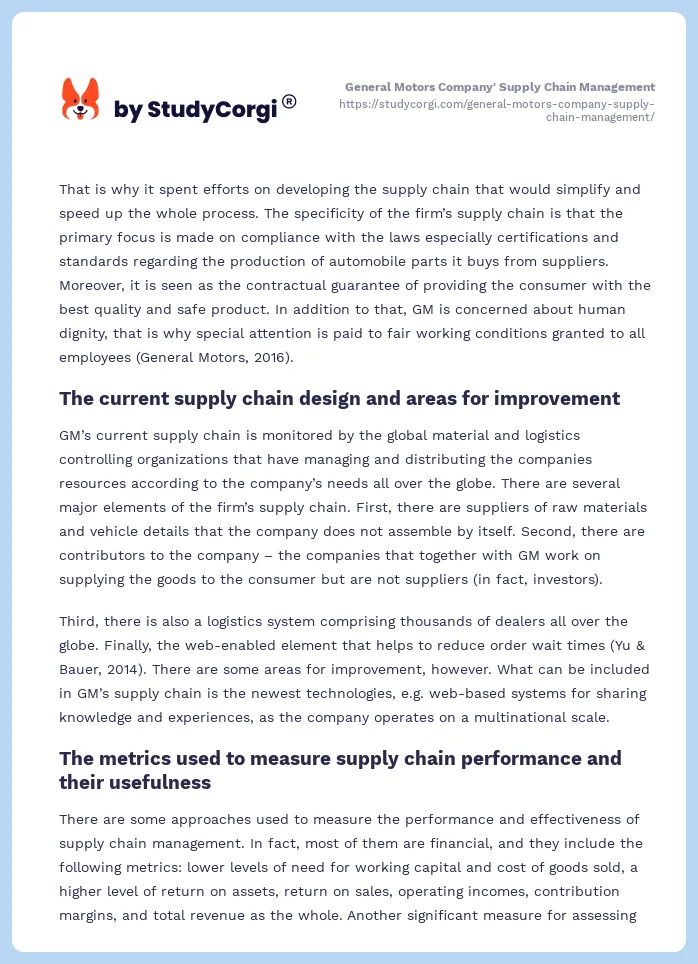 General Motors Company' Supply Chain Management. Page 2