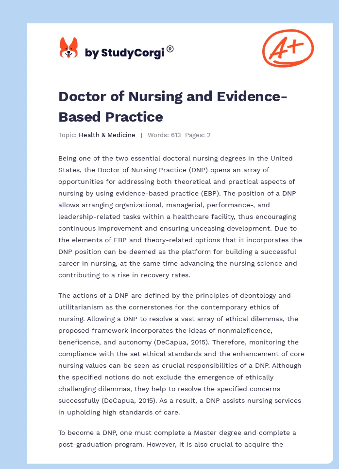 Doctor of Nursing and Evidence-Based Practice. Page 1