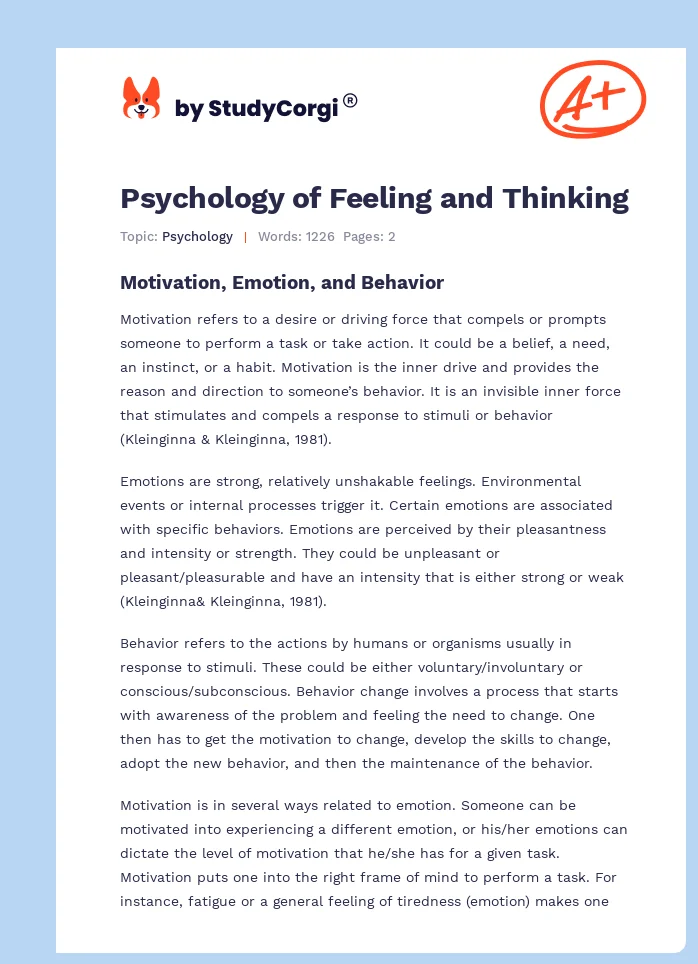 Psychology of Feeling and Thinking. Page 1