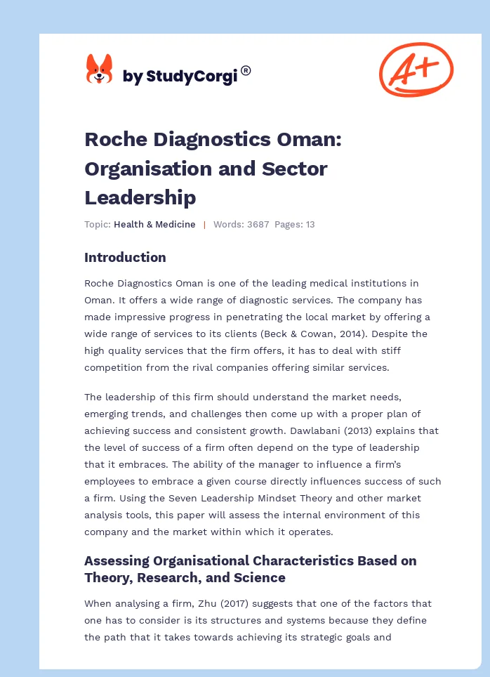 Roche Diagnostics Oman: Organisation and Sector Leadership. Page 1