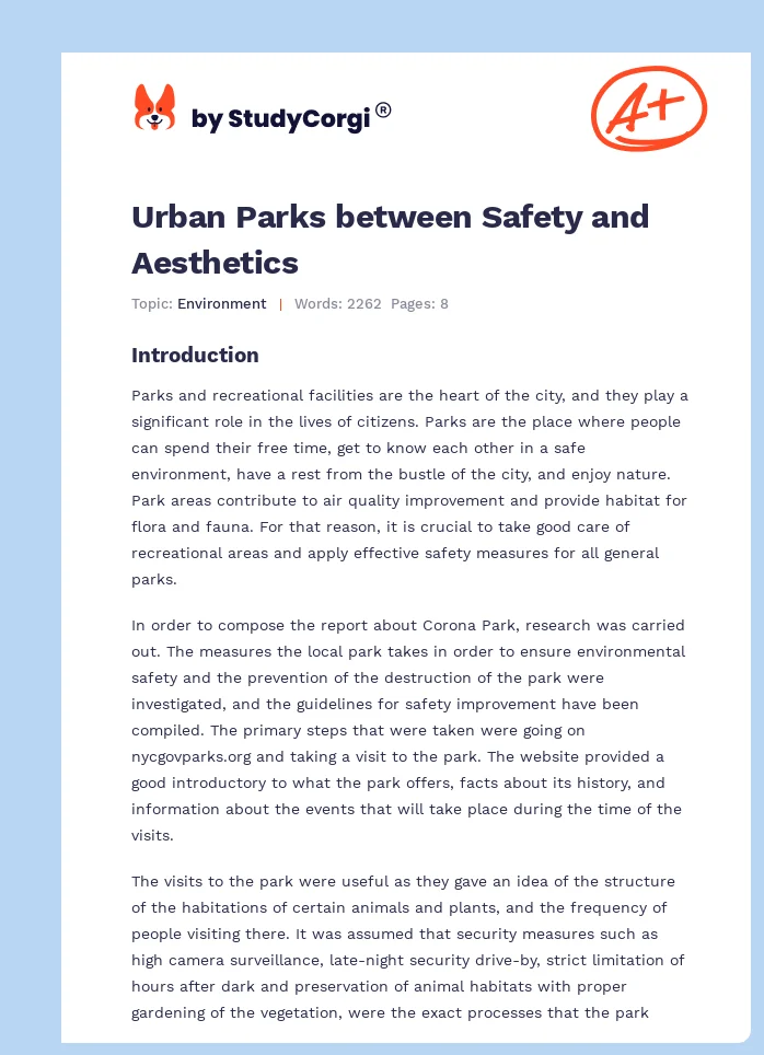Urban Parks between Safety and Aesthetics. Page 1