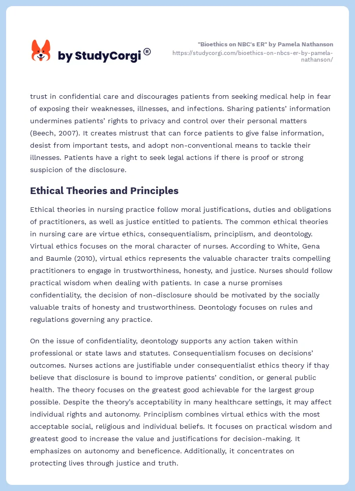 "Bioethics on NBC's ER" by Pamela Nathanson. Page 2