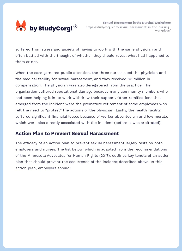 Sexual Harassment in the Nursing Workplace. Page 2