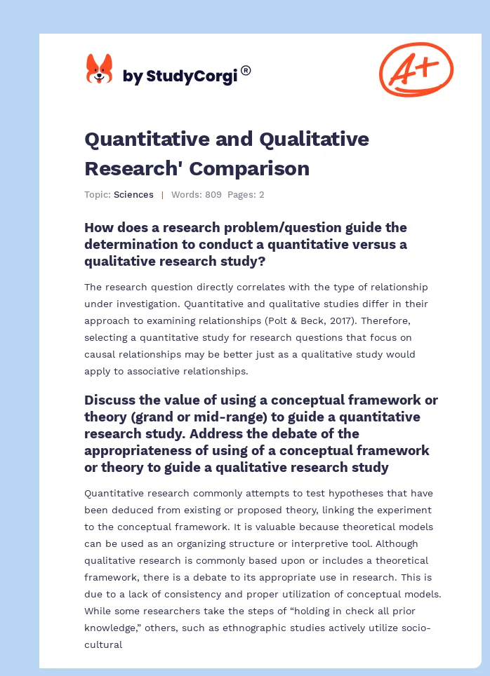 Quantitative and Qualitative Research' Comparison. Page 1
