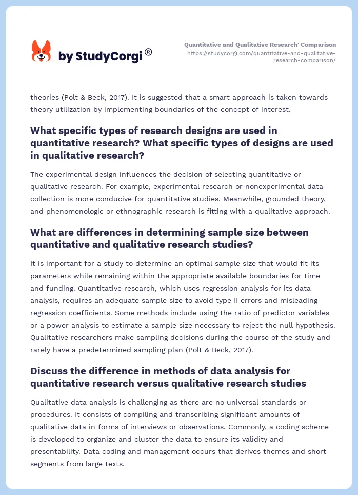 Quantitative and Qualitative Research' Comparison. Page 2