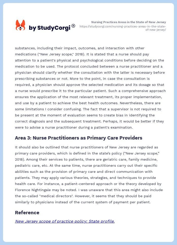Nursing Practices Areas in the State of New Jersey. Page 2