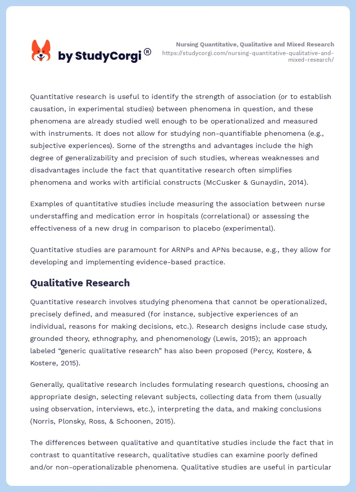 Nursing Quantitative, Qualitative and Mixed Research. Page 2