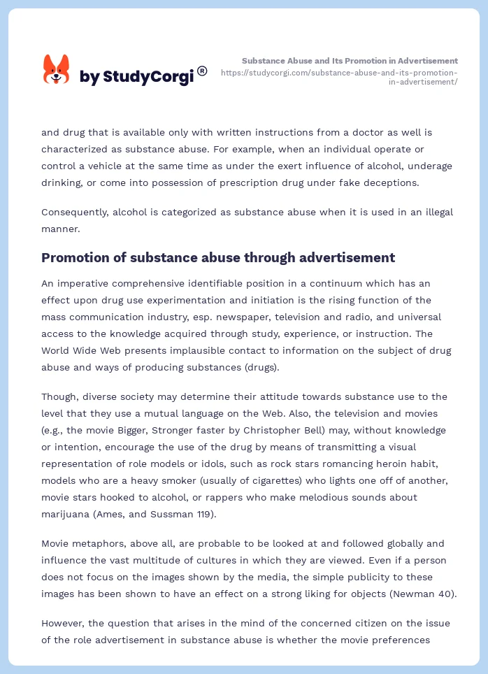 Substance Abuse and Its Promotion in Advertisement. Page 2