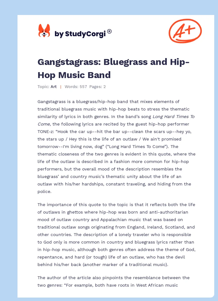 Gangstagrass: Bluegrass and Hip-Hop Music Band. Page 1