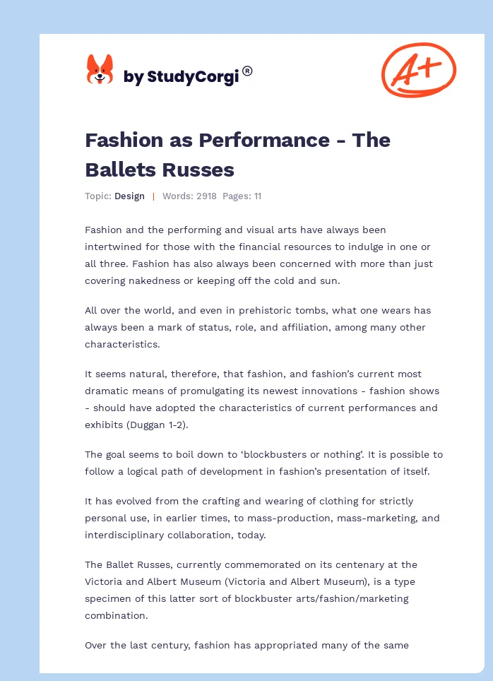 Fashion as Performance - The Ballets Russes. Page 1