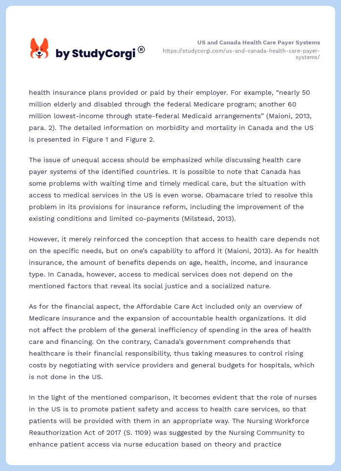 US and Canada Health Care Payer Systems. Page 2