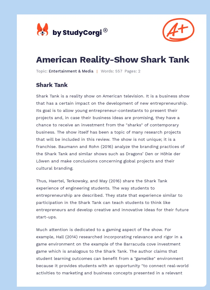 American Reality-Show Shark Tank. Page 1