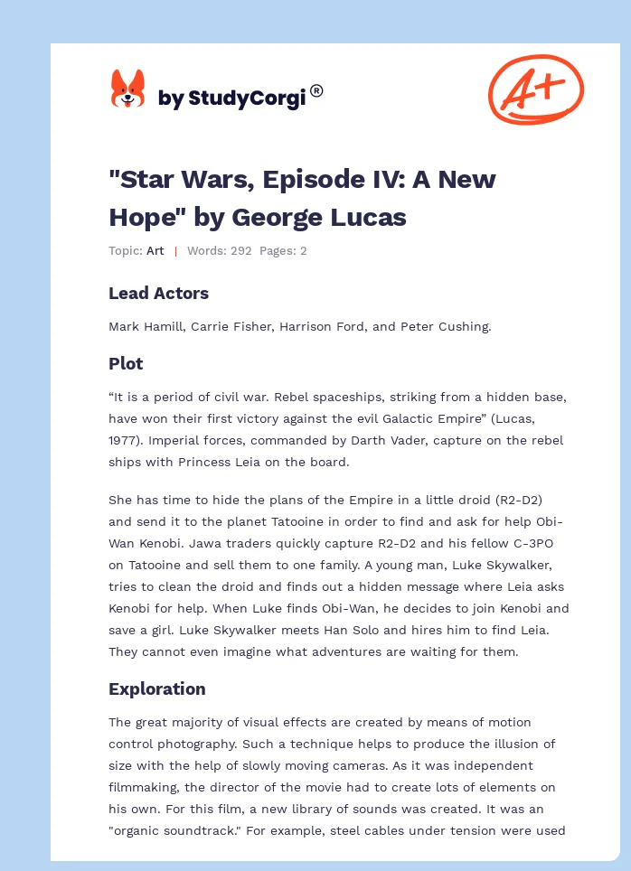 "Star Wars, Episode IV: A New Hope" by George Lucas. Page 1