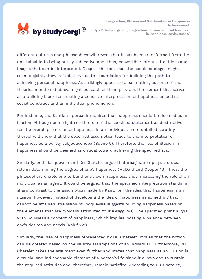 Imagination, Illusion and Sublimation in Happiness Achievement. Page 2
