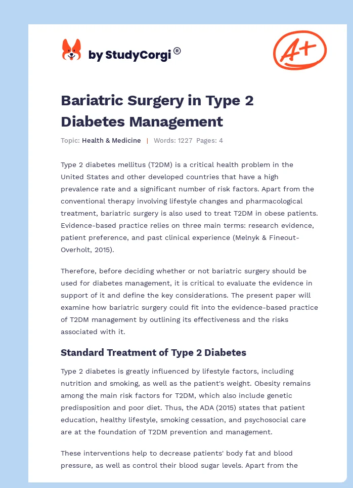 Bariatric Surgery in Type 2 Diabetes Management. Page 1