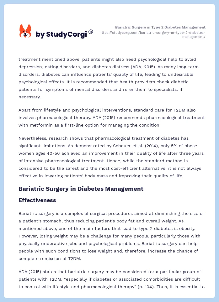 Bariatric Surgery in Type 2 Diabetes Management. Page 2