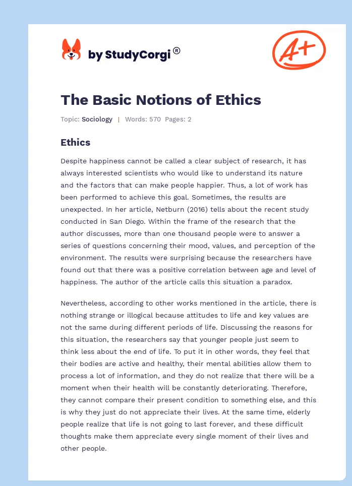 The Basic Notions of Ethics. Page 1