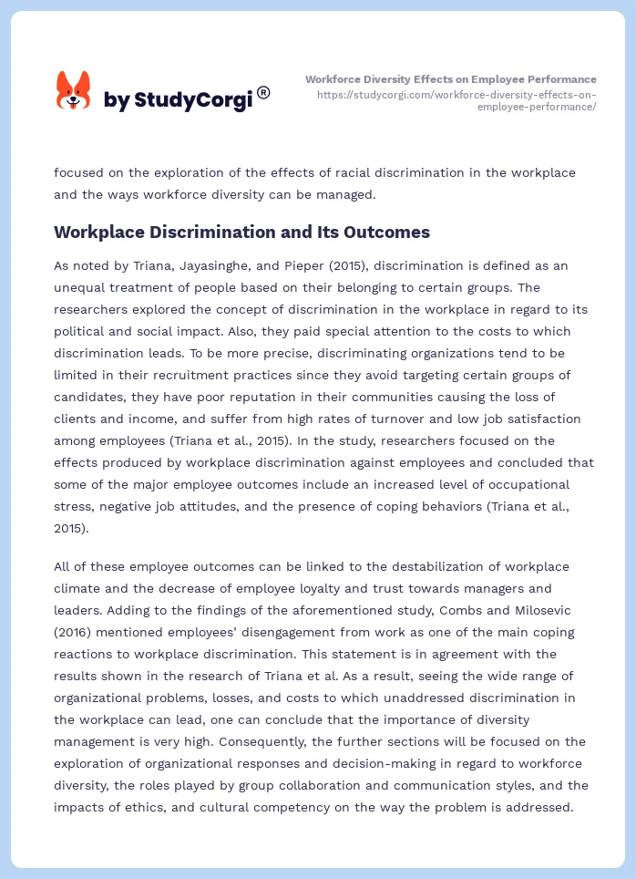 Workforce Diversity Effects on Employee Performance. Page 2