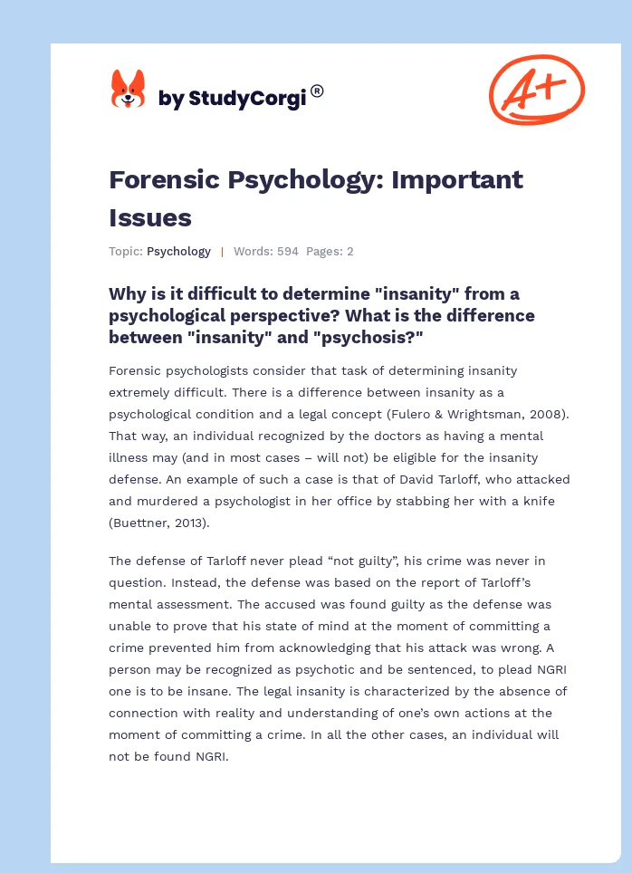 Forensic Psychology: Important Issues. Page 1
