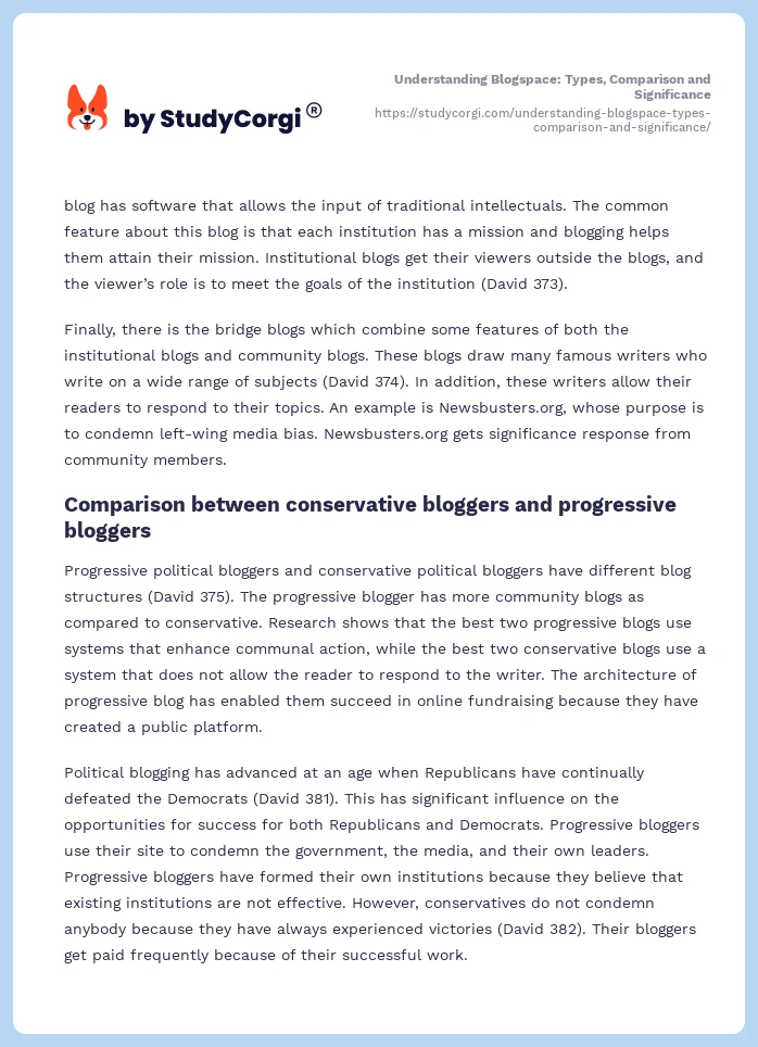Understanding Blogspace: Types, Comparison and Significance. Page 2