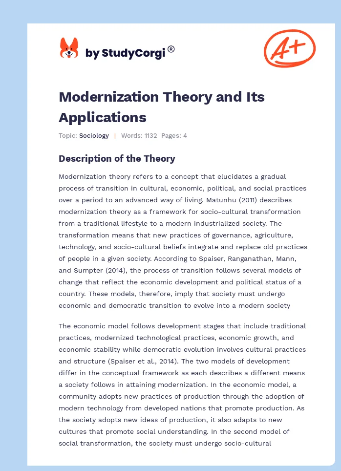 Modernization Theory and Its Applications. Page 1
