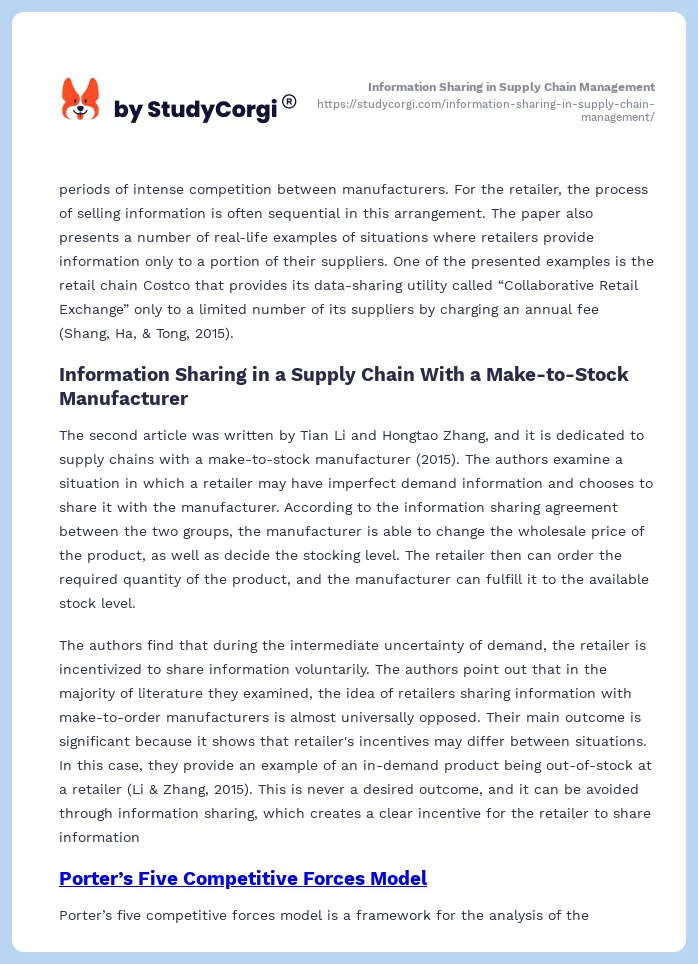 Information Sharing in Supply Chain Management. Page 2