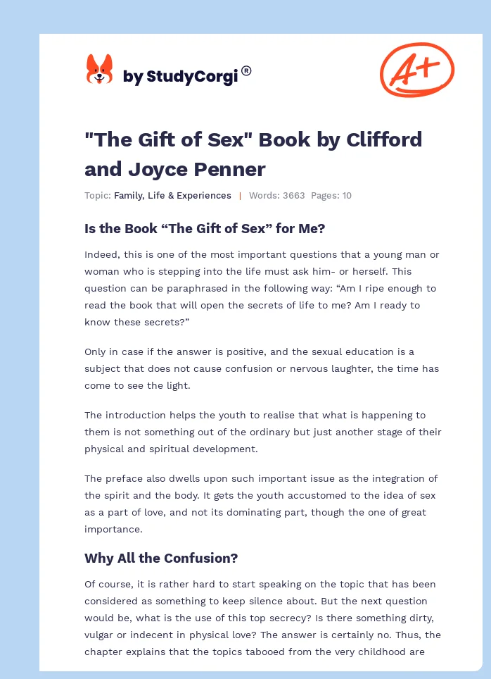 "The Gift of Sex" Book by Clifford and Joyce Penner. Page 1