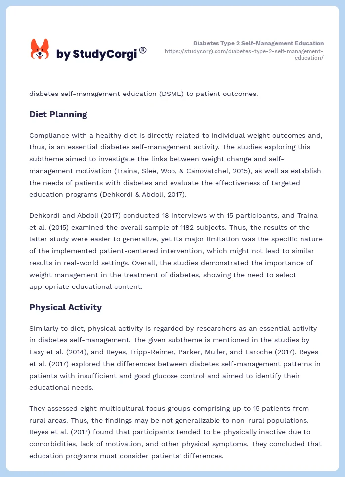Diabetes Type 2 Self-Management Education. Page 2