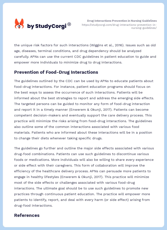 Drug Interactions Prevention in Nursing Guidelines. Page 2