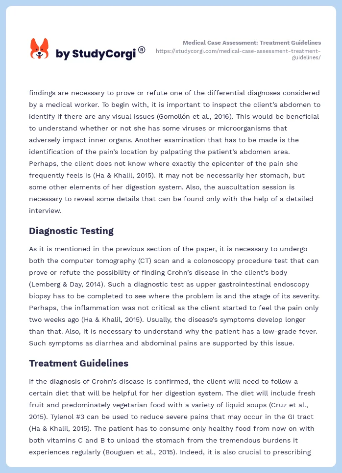 Medical Case Assessment: Treatment Guidelines. Page 2