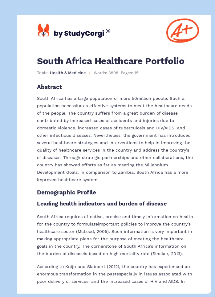 South Africa Healthcare Portfolio. Page 1